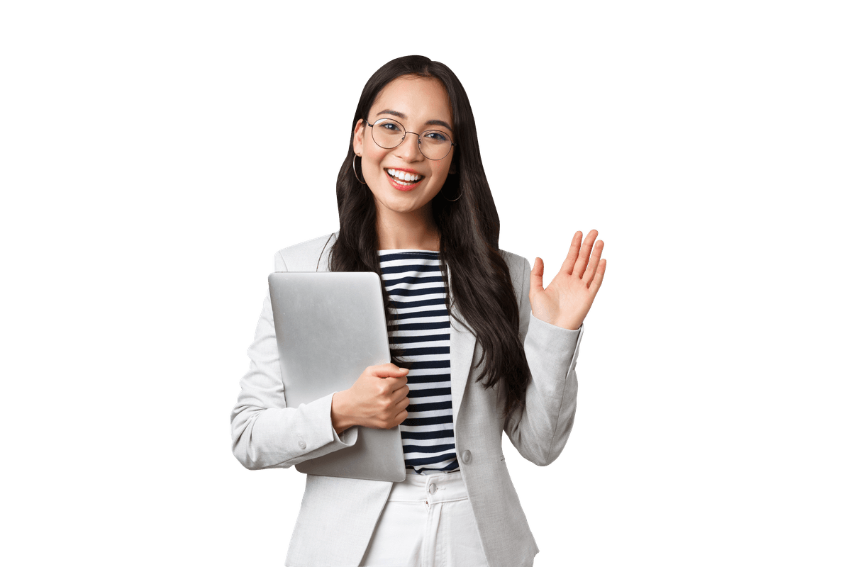 Emprendedora saludando